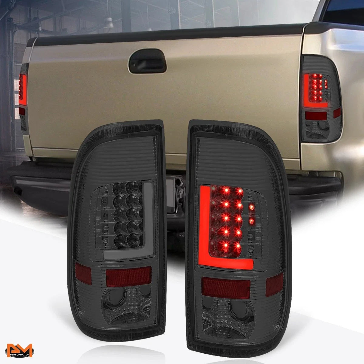3D LED L-Bar Tail Light for Ford Super Duty (1997–2007) Smoked