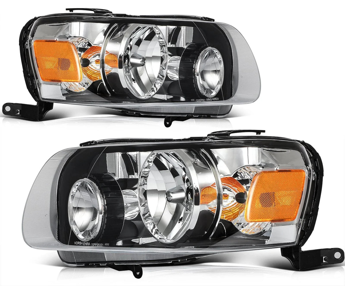 Headlight Assembly Pair for Ford Escape (2005–2007) 2.3L 3.0L Black Amber