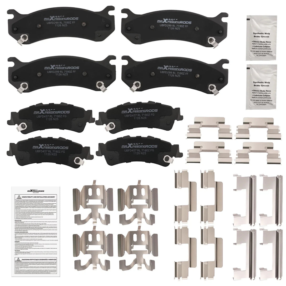 Ceramic Brake Pads Kit for Chevrolet Suburban 1500 (2000–2001) D785 D792