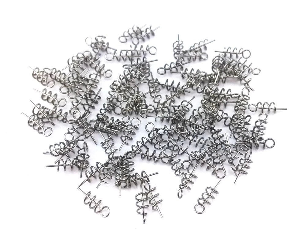 100pcs Spring Twist Lock Fishing Hook Centering Pin for Soft Lure Bait