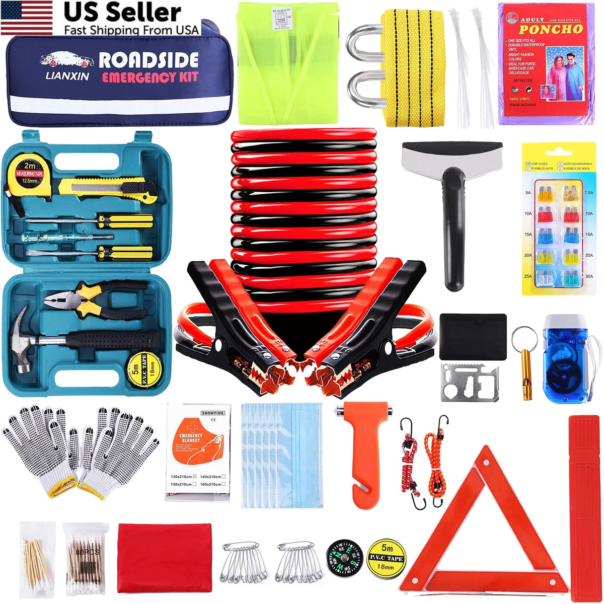 Roadside Assistance Emergency Kit for Car (15in x 7in x 7.3in)