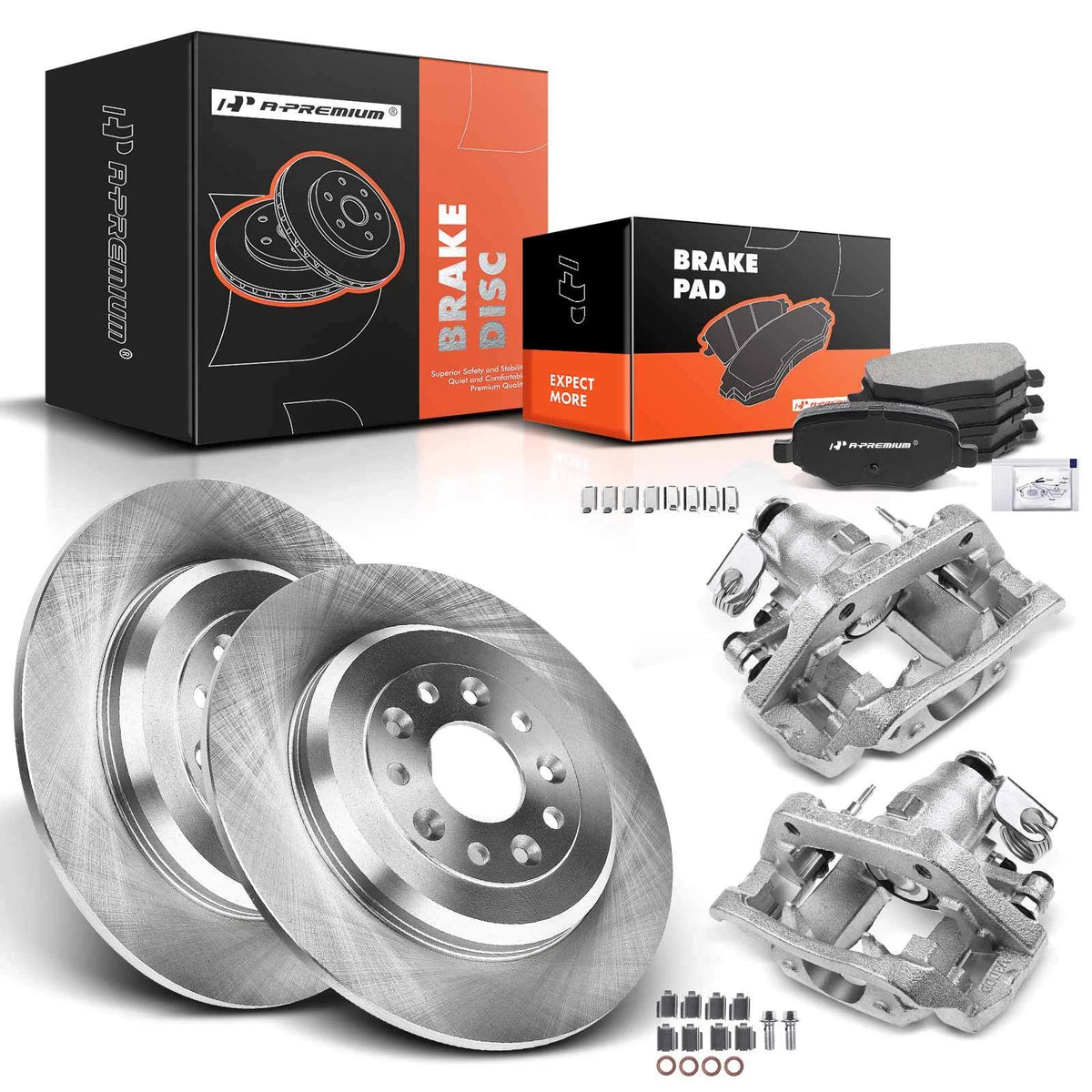 A-Premium Pair Brake Rotor & Pads + Caliper for Ford Edge Lincoln MKX (2007–2018)