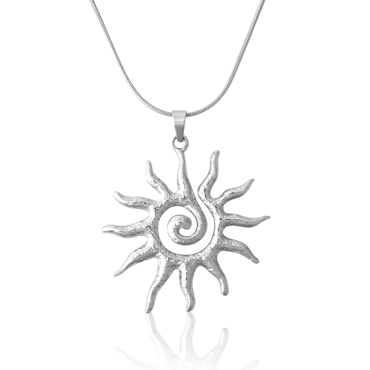 Silver Sun Pendant Necklace for Women (Dainty Sunshine Design)