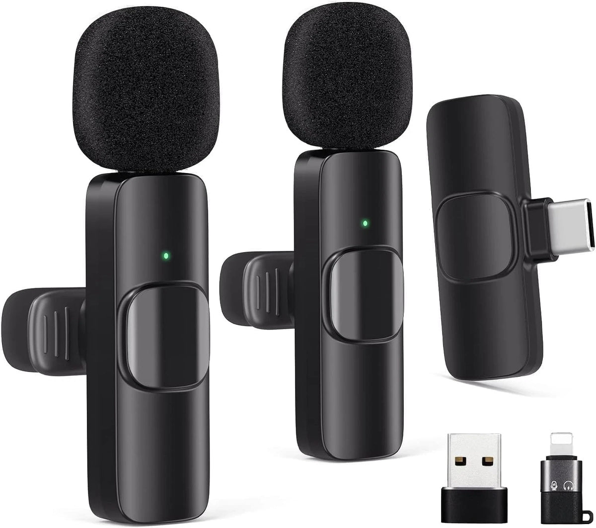 Wireless Lavalier Microphones for iPhone (2) - Black