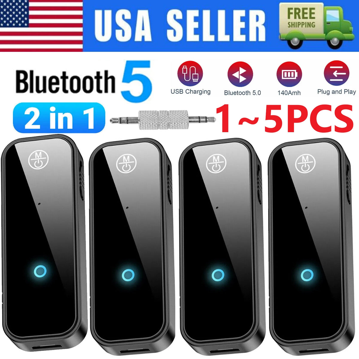 USB Wireless Bluetooth 5.0 Transmitter Receiver for Car Audio Adapter