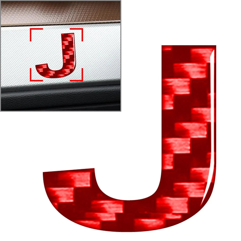 Car Badge Emblem Decals J Carbon Red for