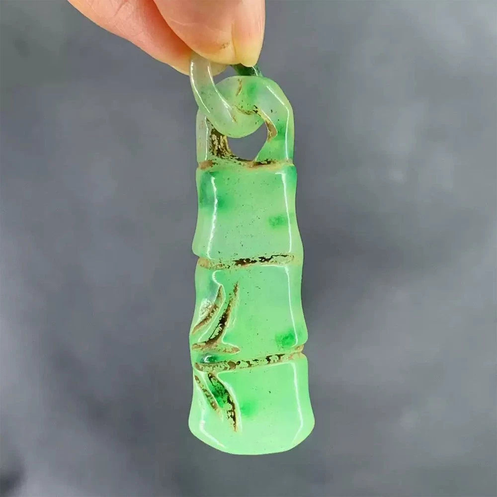 Antique Jade Bamboo Joint Pendant for Qing Dynasty (Ancient Decoration)