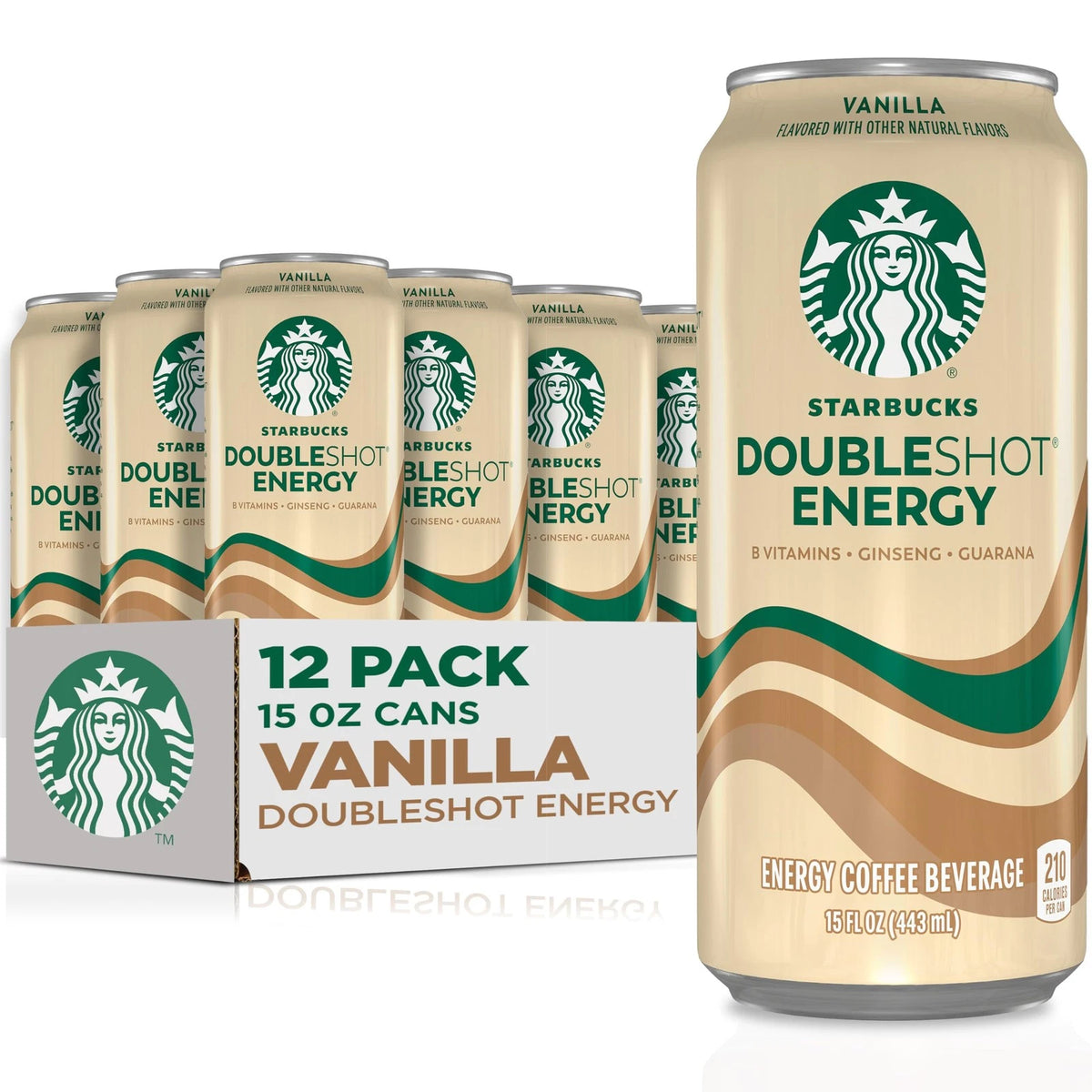 12 Pack Vanilla Coffee Drink Energy Boost 15 Fl Oz Cans for Starbucks