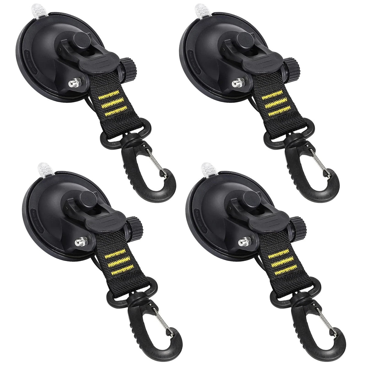 Set of 4 Heavy Duty Suction Cup Hooks for Car Camping Essentials