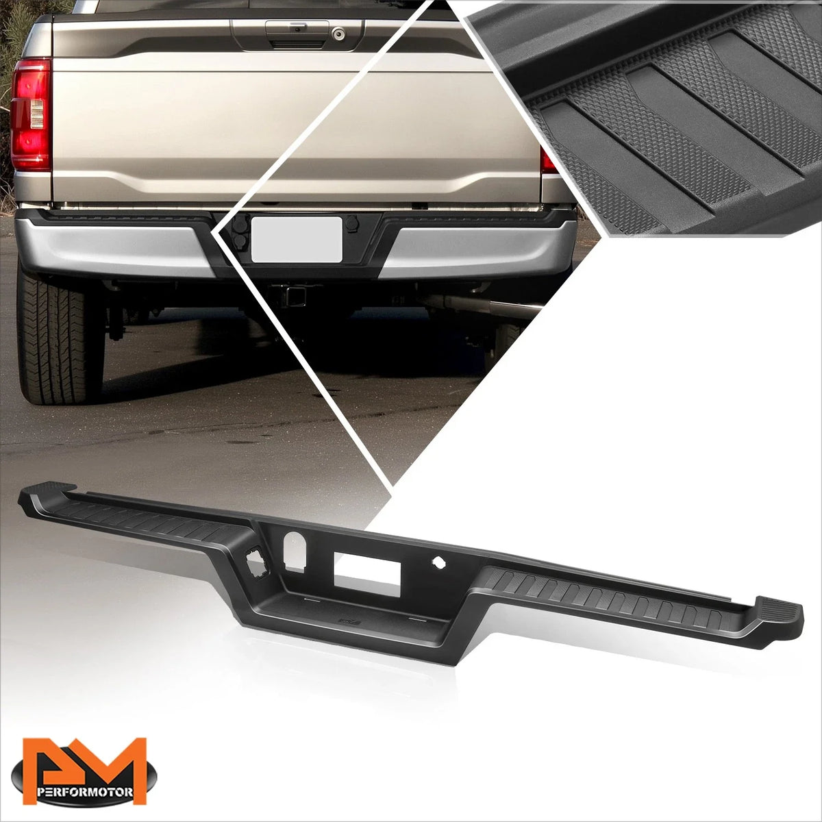 Rear Bumper Step Pad for Ford F-150 (2021–2023) w/o Sensor Holes, Black