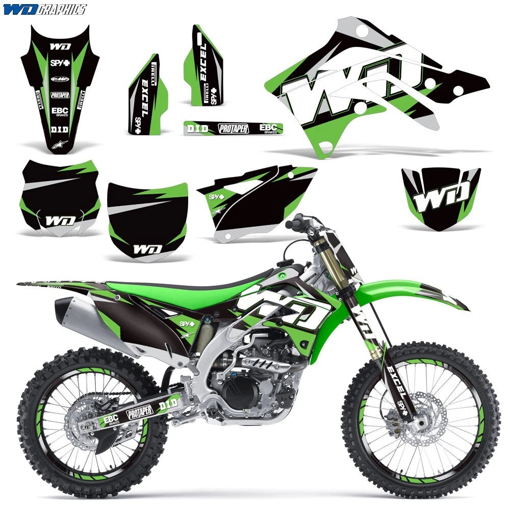Decal Graphics Kit for Kawasaki KX450F (2012–2015) - Green MX Design