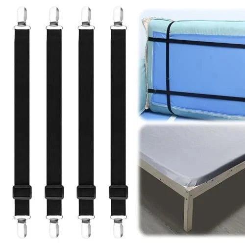 4 Pack Adjustable Couch Cover & Bed Sheet Straps (10-60")