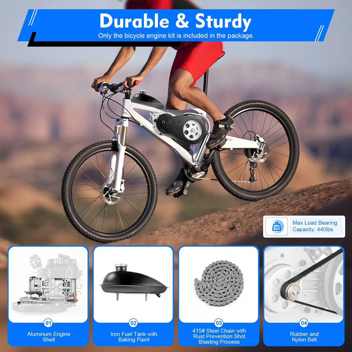100cc Bicycle Engine Kit for Motorized Bike (4-Stroke, 3HP)