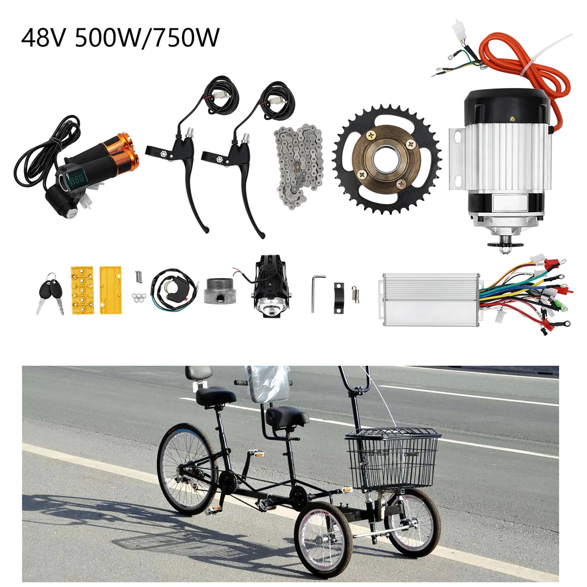 48V 500W Brushless Motor Controller Kit for Electric Bicycle Tricycle