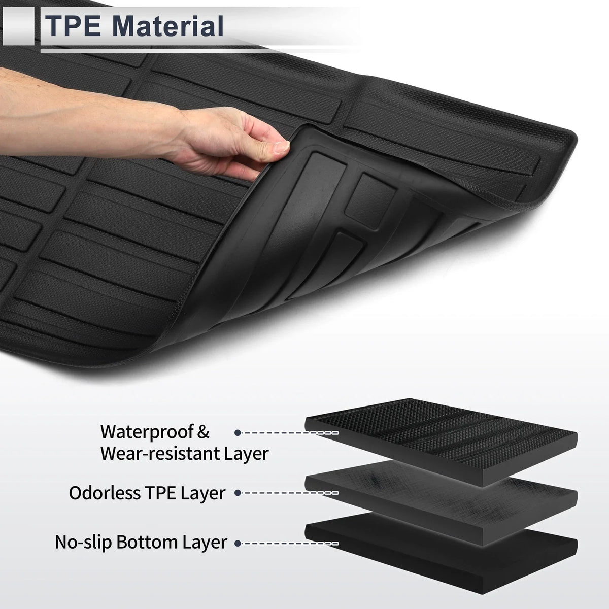 Cargo Liner Rear Trunk Mat for Hyundai Palisade (2020–2024) TPE Long Grid