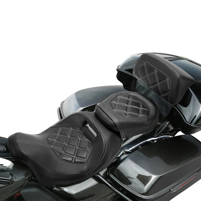 Driver Passenger Seat Pad for Harley Touring Road Glide (2014–2023) Black