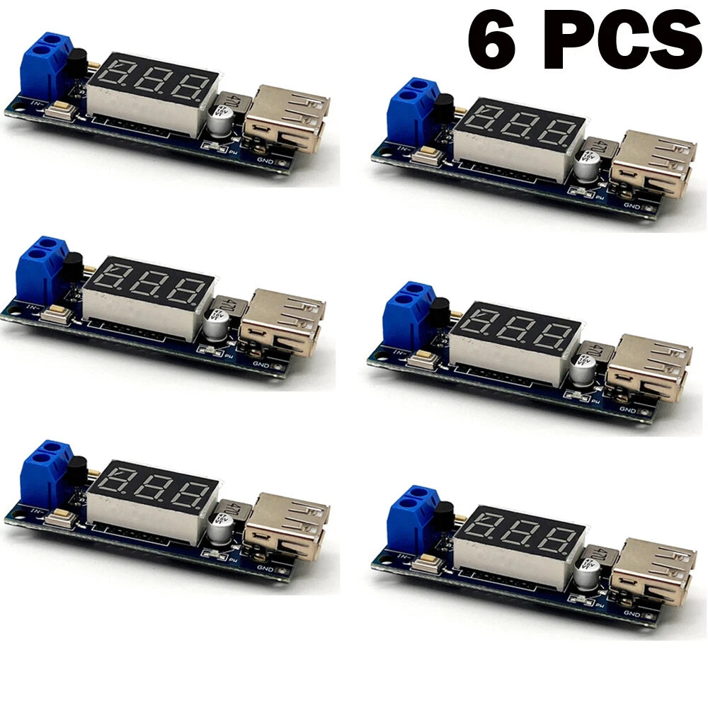 6X DC-DC Step-down Buck Converter Voltmeter Module for Universal Use