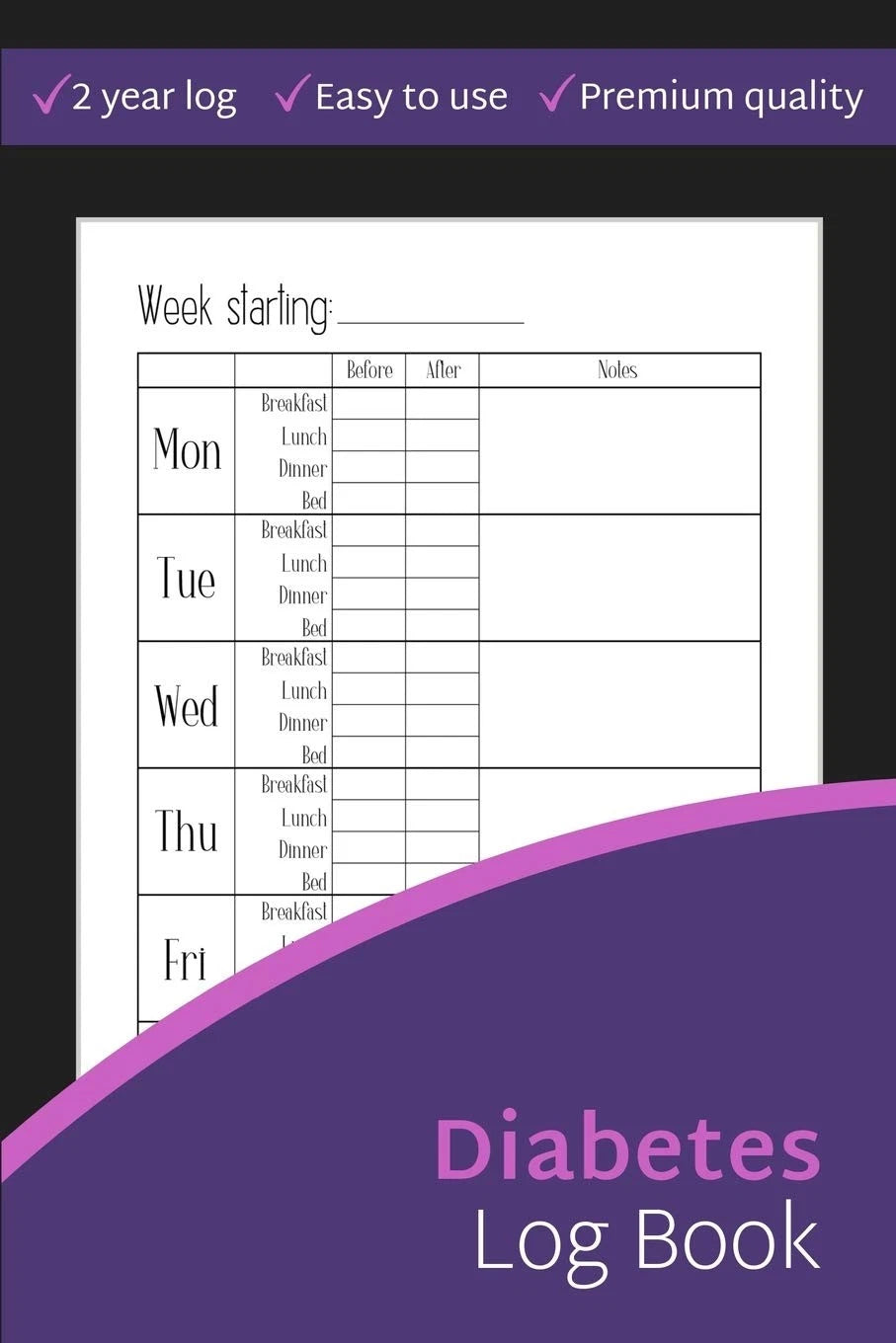 Diabetes Log Book for Blood Sugar Level Tracking (2-Year)