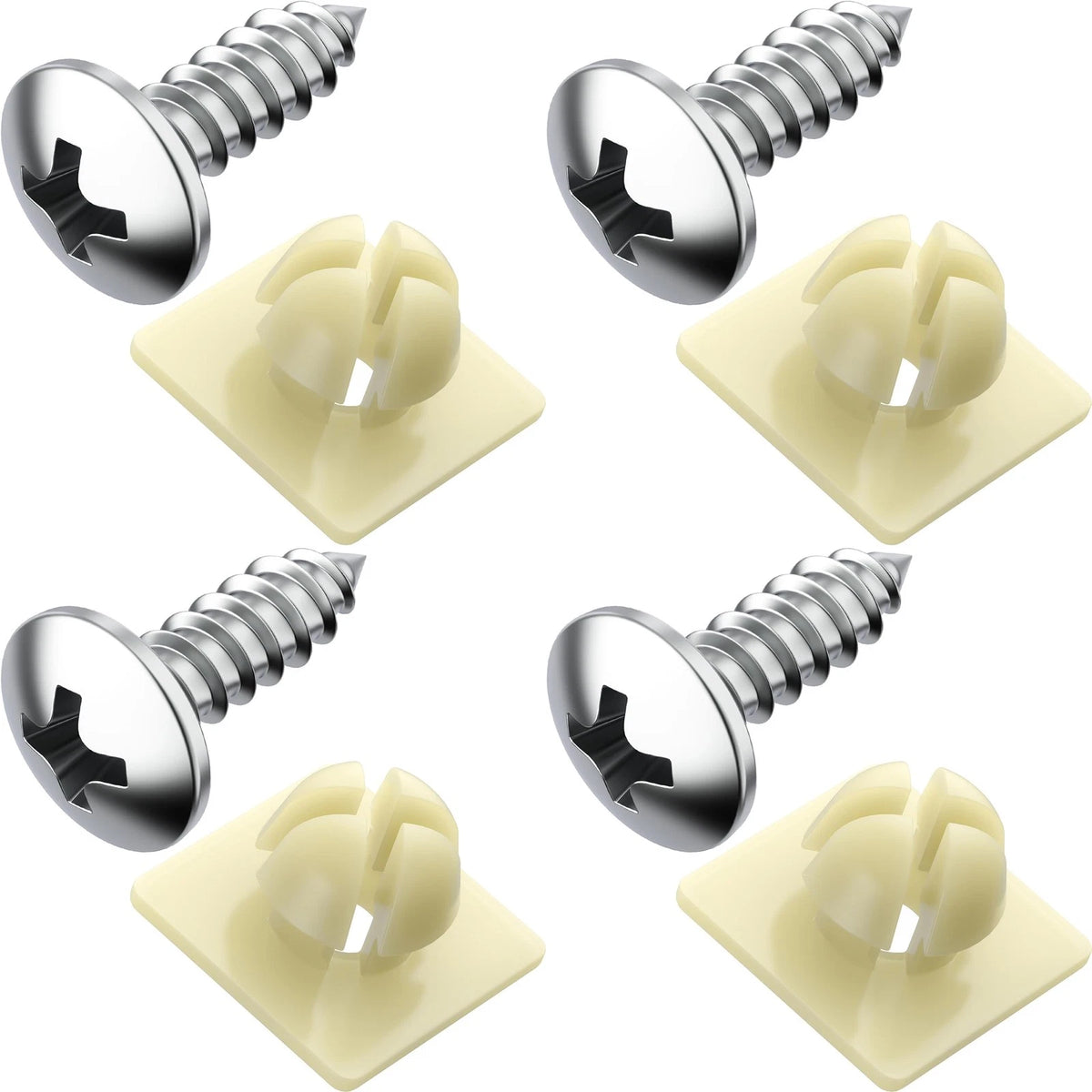 Set of 4 Stainless License Plate Screws with Nylon Inserts for Vehicles