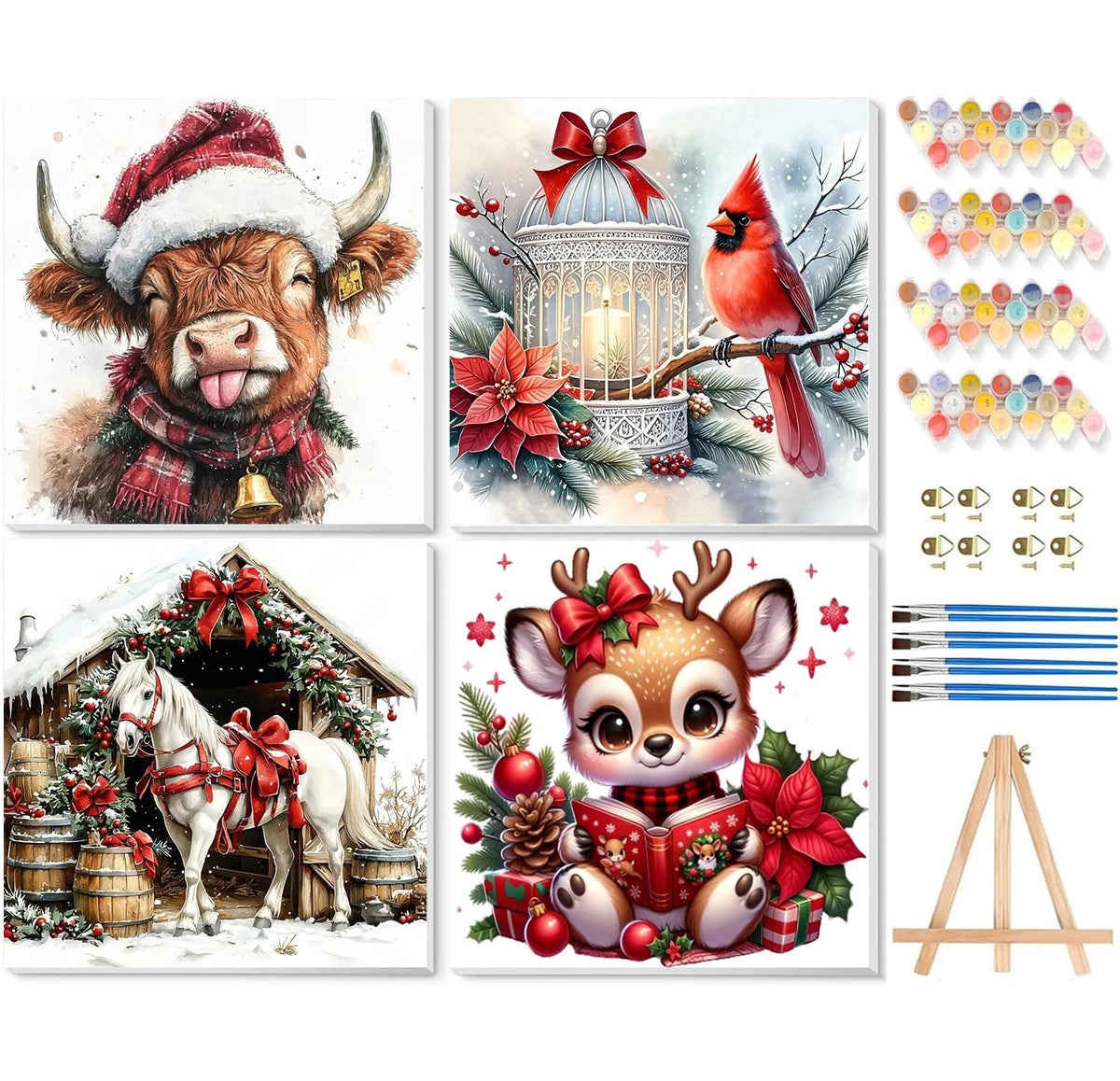 4 Pack Wooden Easel for Paint by Numbers (8x12in)