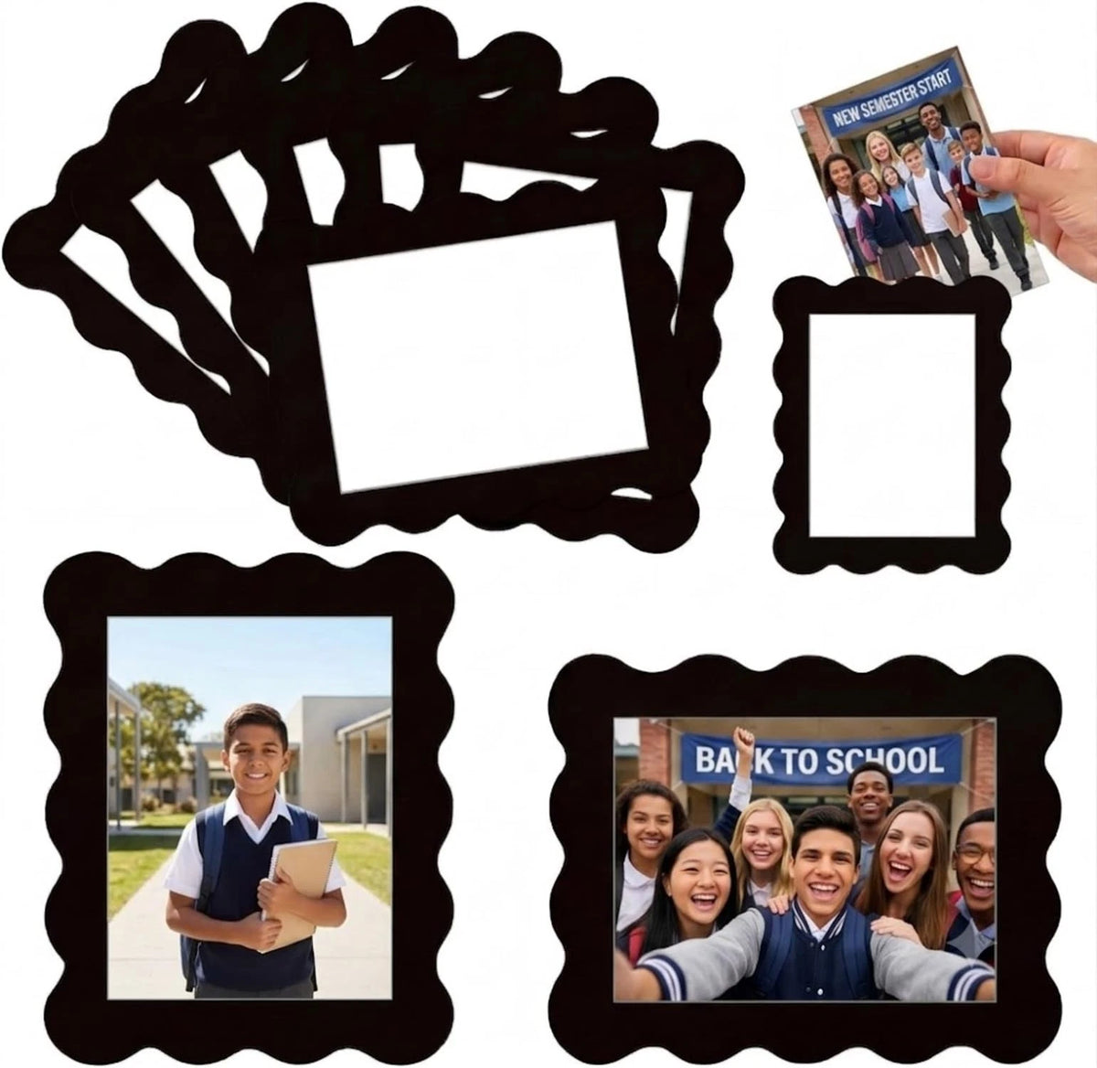 12 Pcs Scalloped Magnetic Picture Frame for Refrigerator