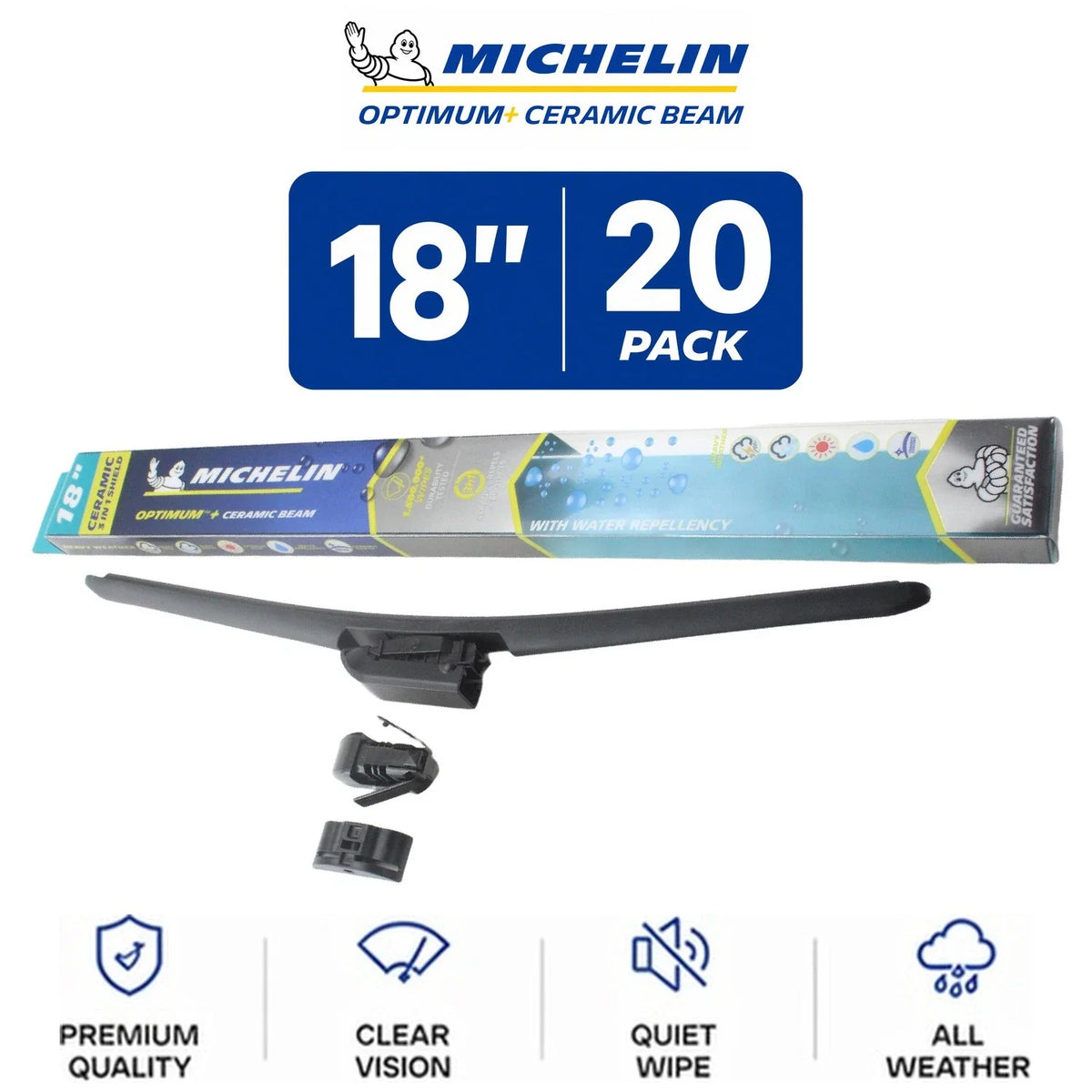Set of 2 Michelin Optimum+ 18" Ceramic Beam Wiper Blades for All Vehicles