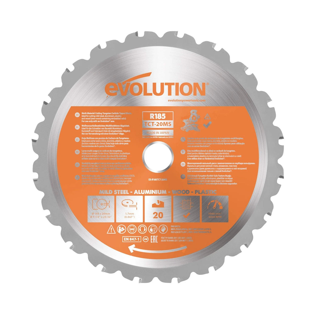 7-1/4 in. TCT Blade for Evolution Power Tools Rage (R185TCT-20MS)