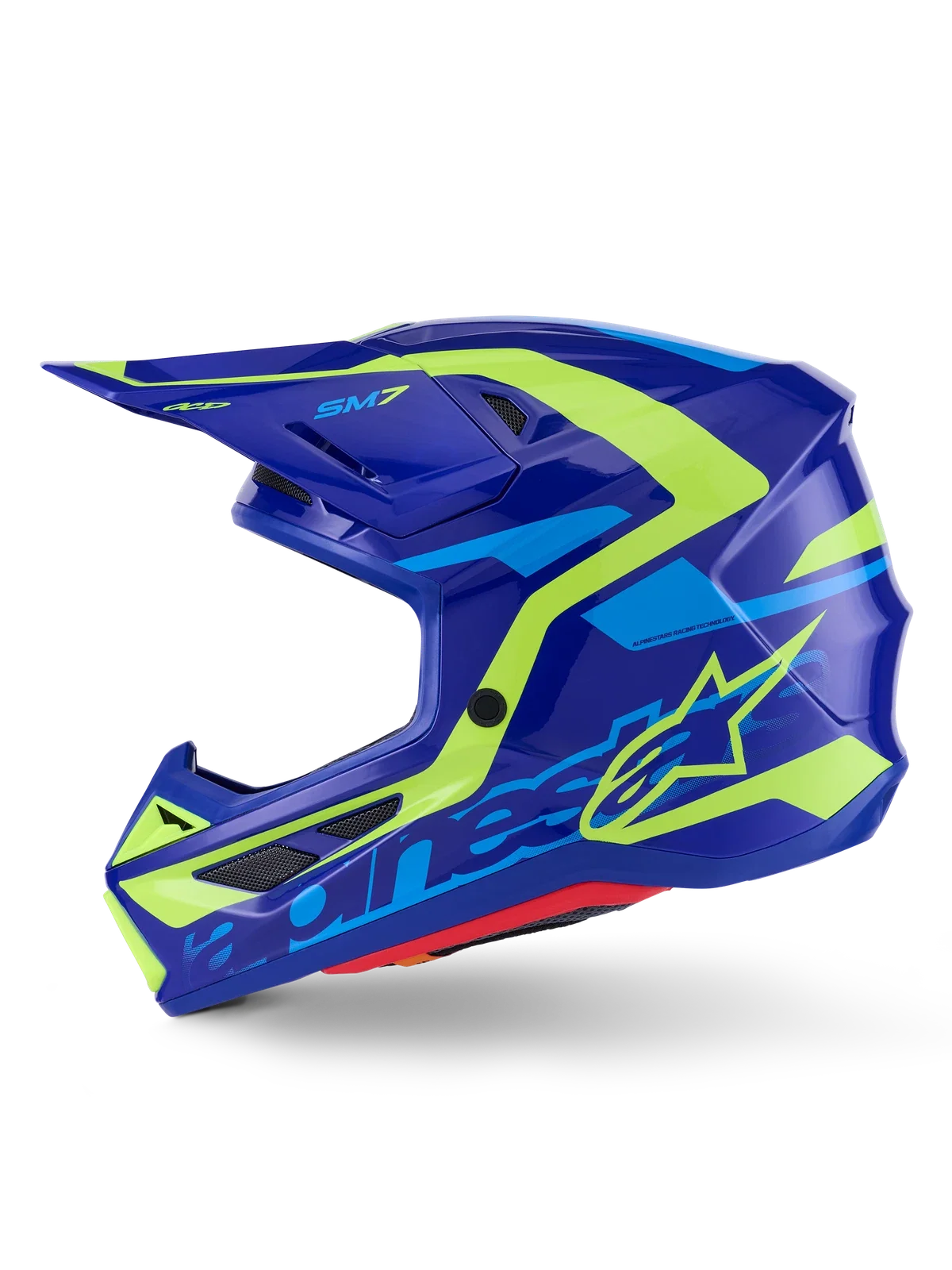 Alpinestars SM7 Off-Road Helmet for Small Size (Blue/Yellow Fluo)