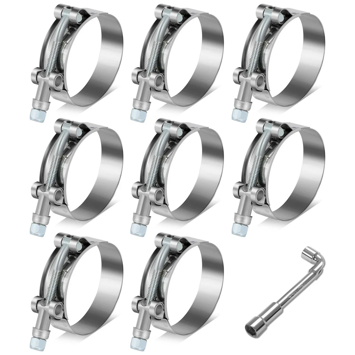 8PC Stainless T-Bolt Clamp Set for Turbo Exhaust Intercooler Silicone Coupler