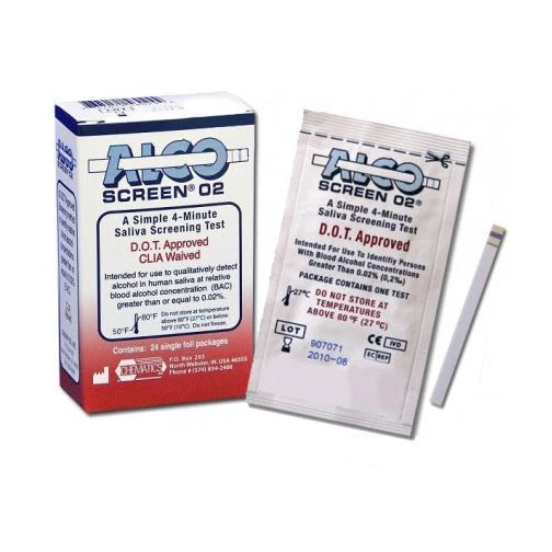 24X Alco Screen DOT Alcohol Test 0.02% for Automotive Use