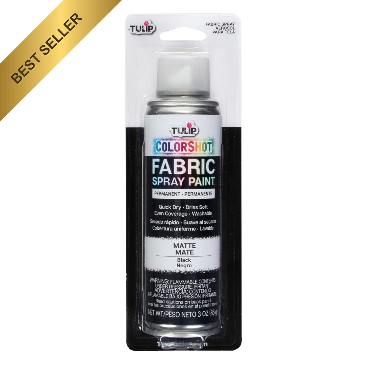 Tulip ColorShot Instant Fabric Spray Paint Black 3oz (Permanent Color)