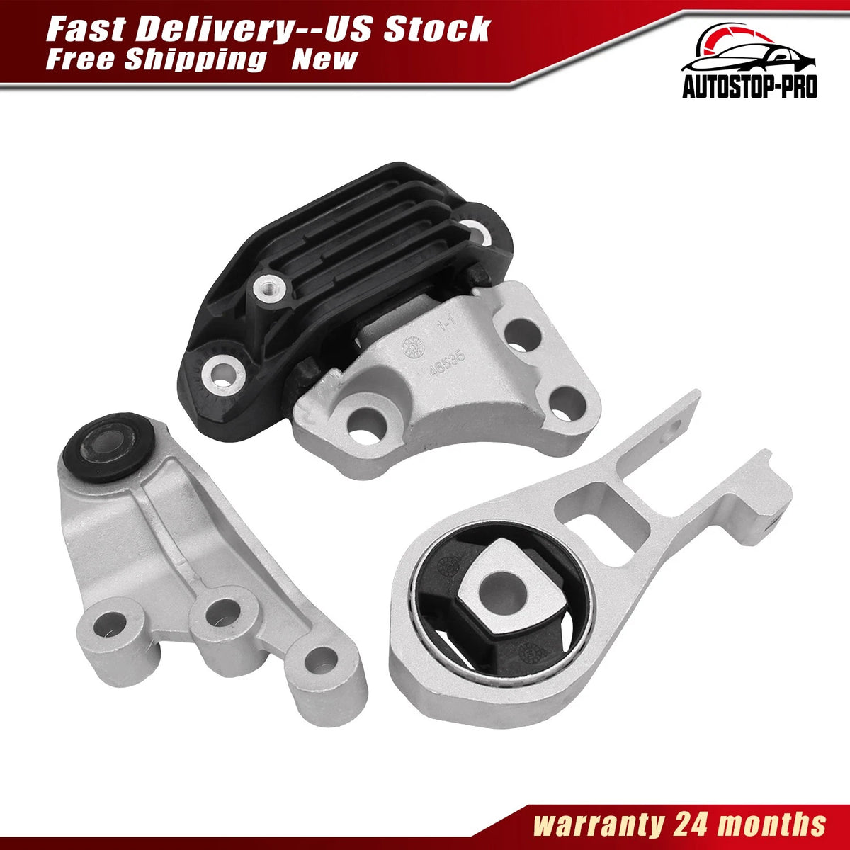 3-Pack Motor Support Mount Kit 68254669AA, 68257232AA for Jeep Renegade (2015–2018)