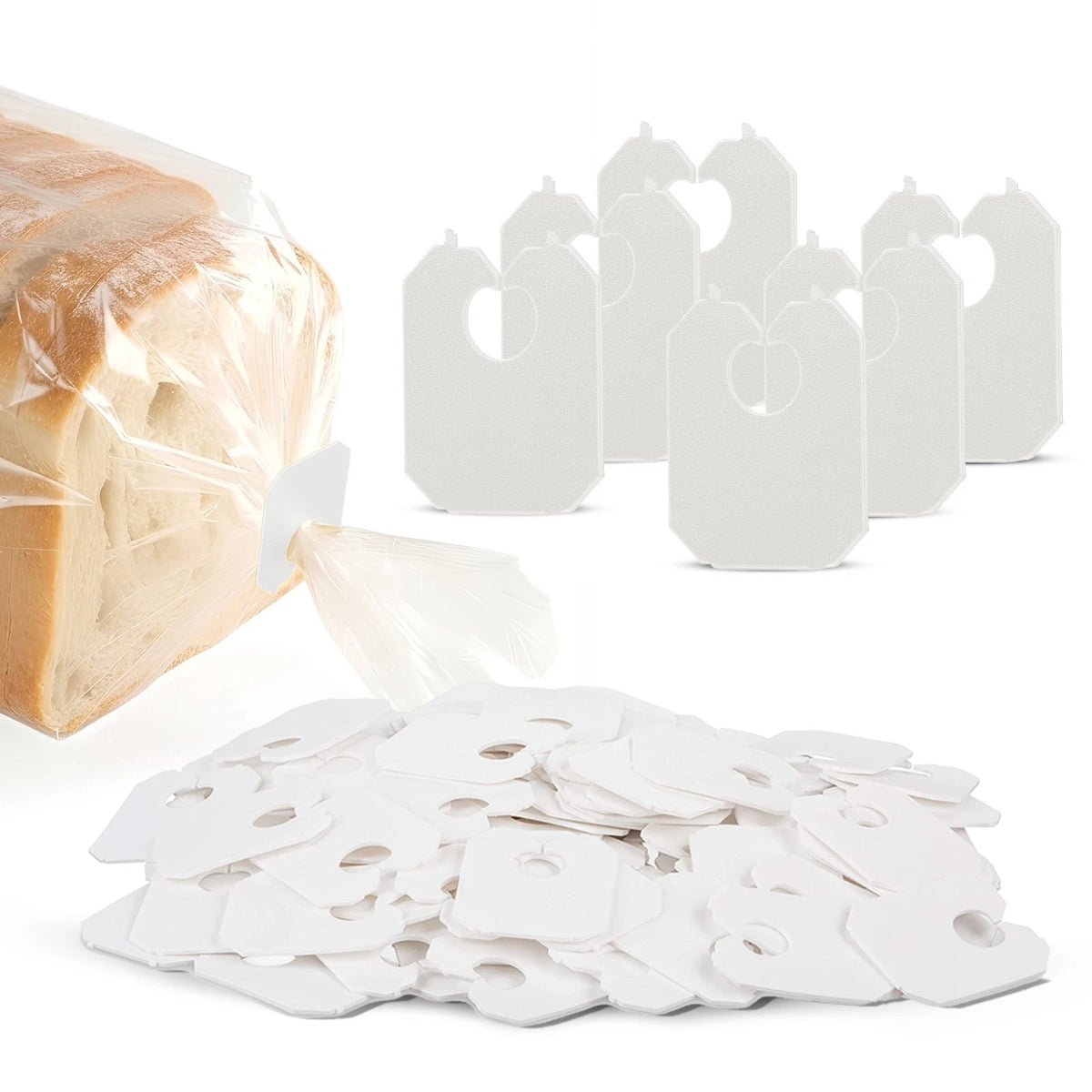 Pack of 500 White Disposable Plastic Clip and Bread Bag Clips