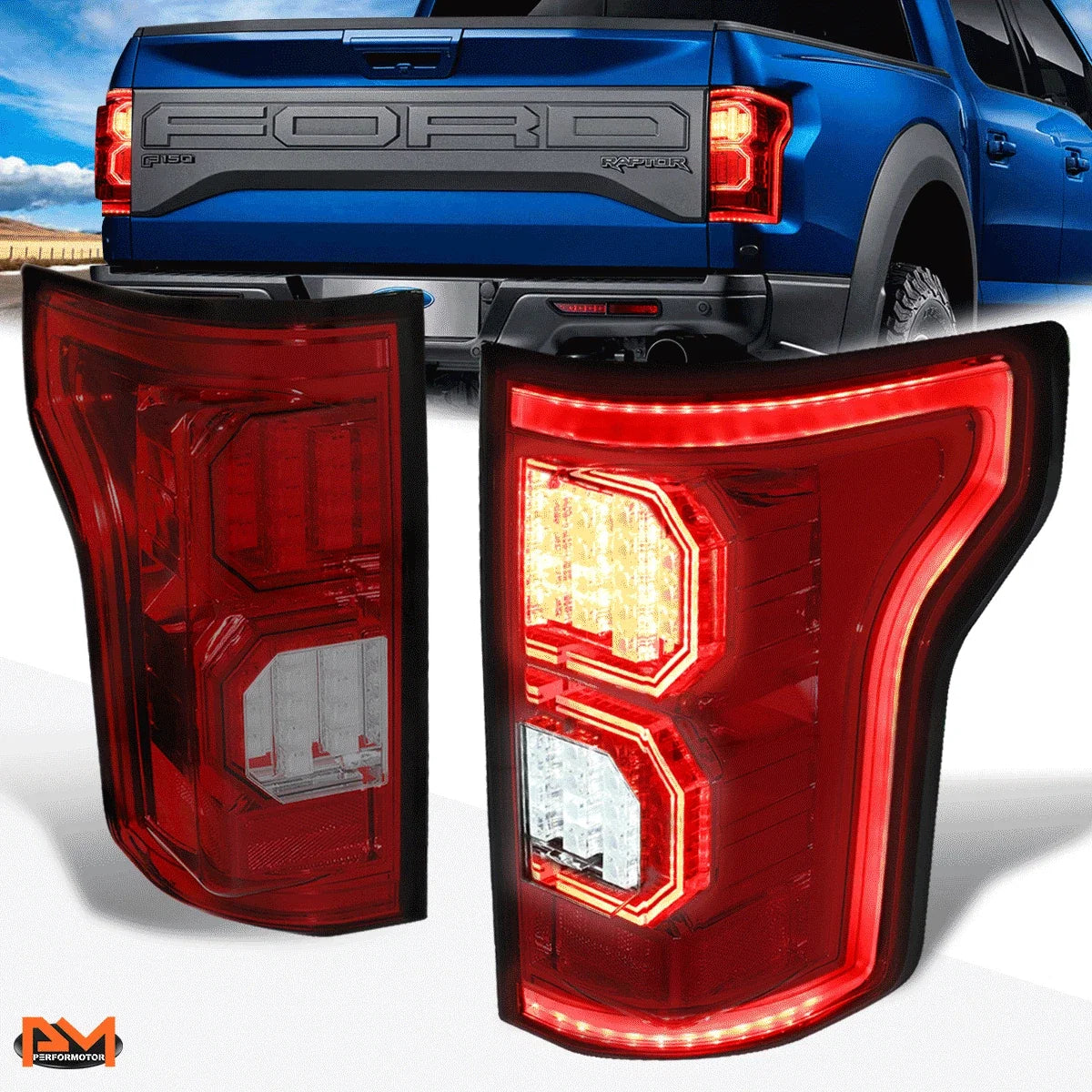 3D LED Tail Light Brake Lamp for Ford F-150 (2015–2017) Smoked/Red