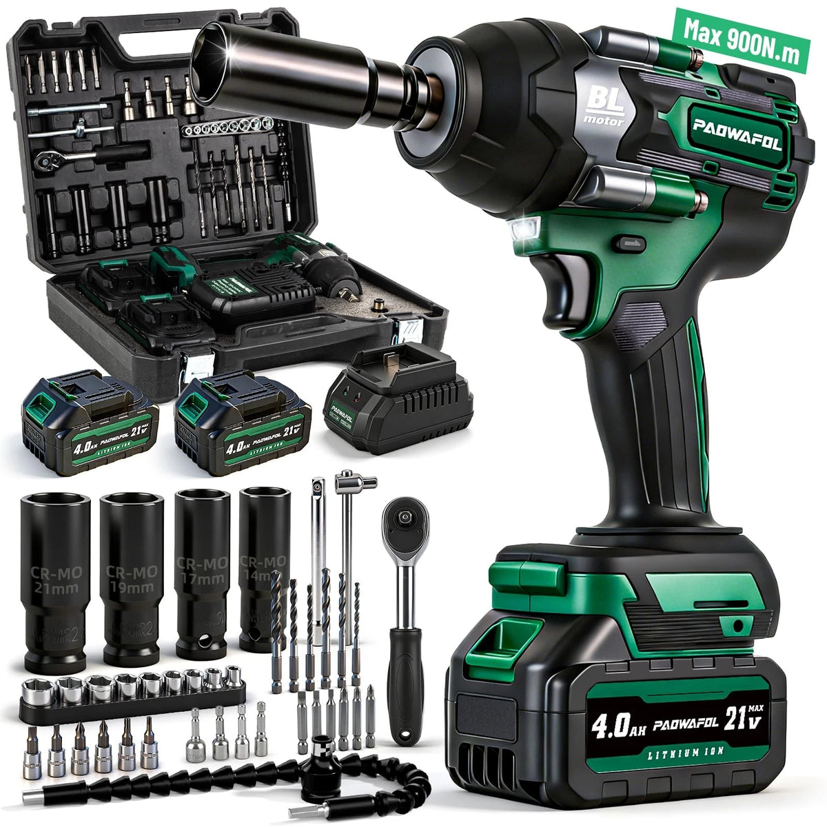 Impact Wrench 1/2" 665 Ft-lbs (900N.m) 2200IPM for Automotive Use