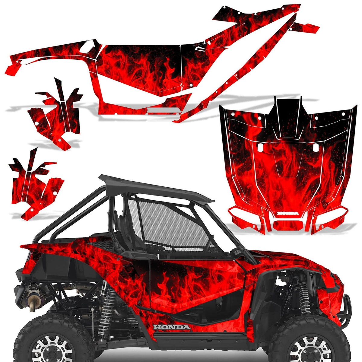 Graphics Kit Sticker Decal for Honda Talon 1000X (2019–2022) P-HON-TAL1000X-FLAME-R