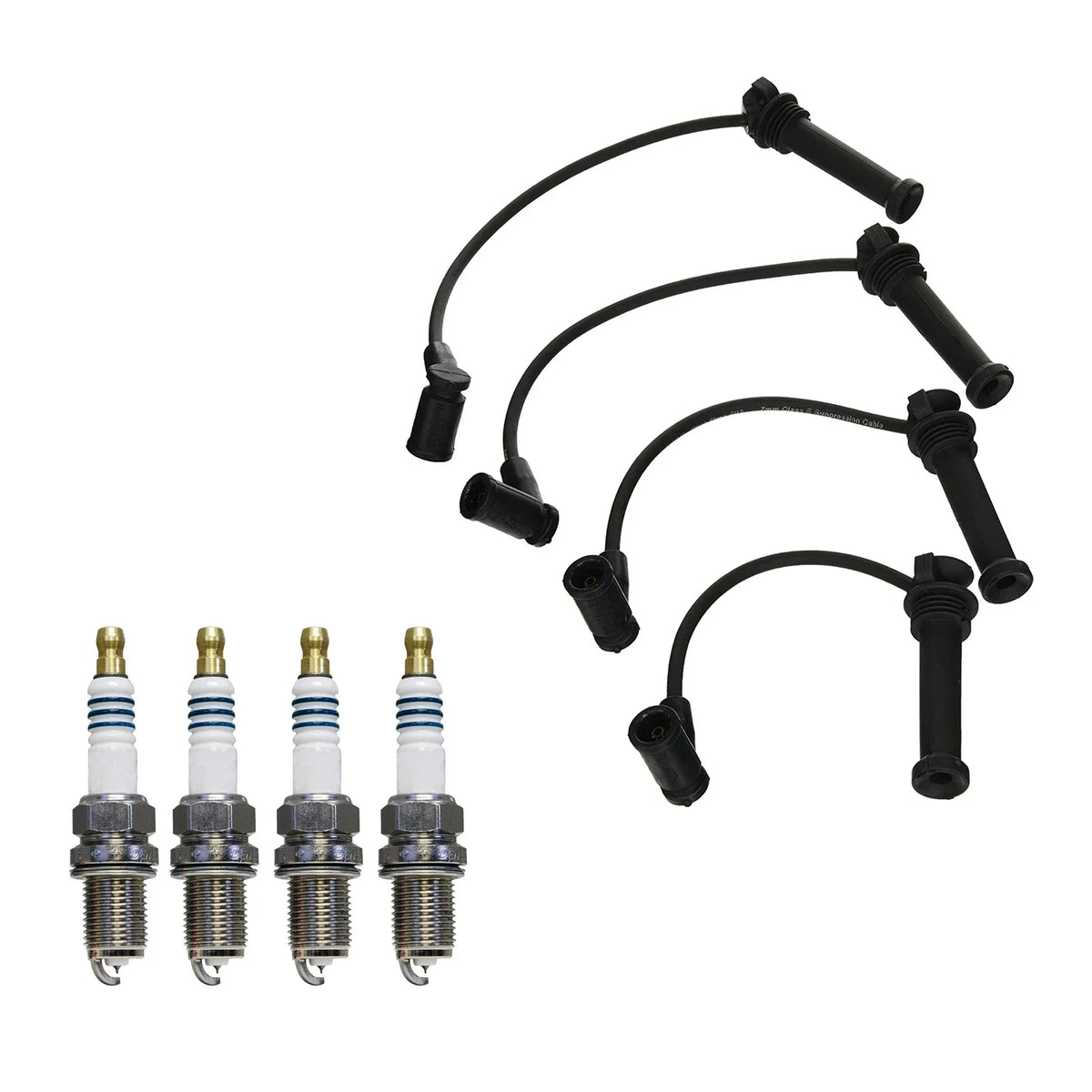 Denso 7mm Wire Set & 4 Iridium Power Spark Plugs for Mazda B2300 (1994–2006)