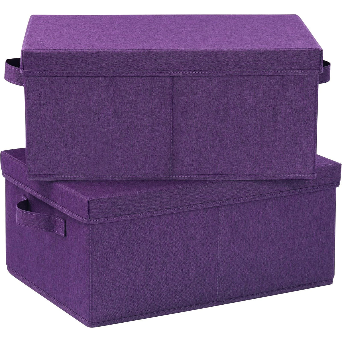 Pack of 2 Storage Bins with Lids for Organizing (Dark Purple)