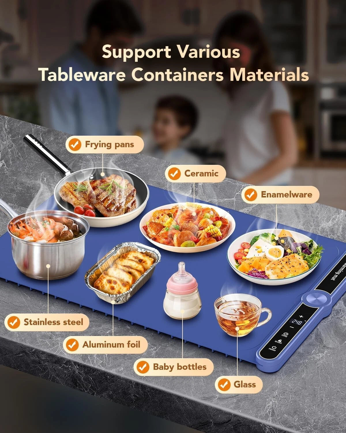 Electric Warming Tray for Food - 9 Levels Adjustable Temperature