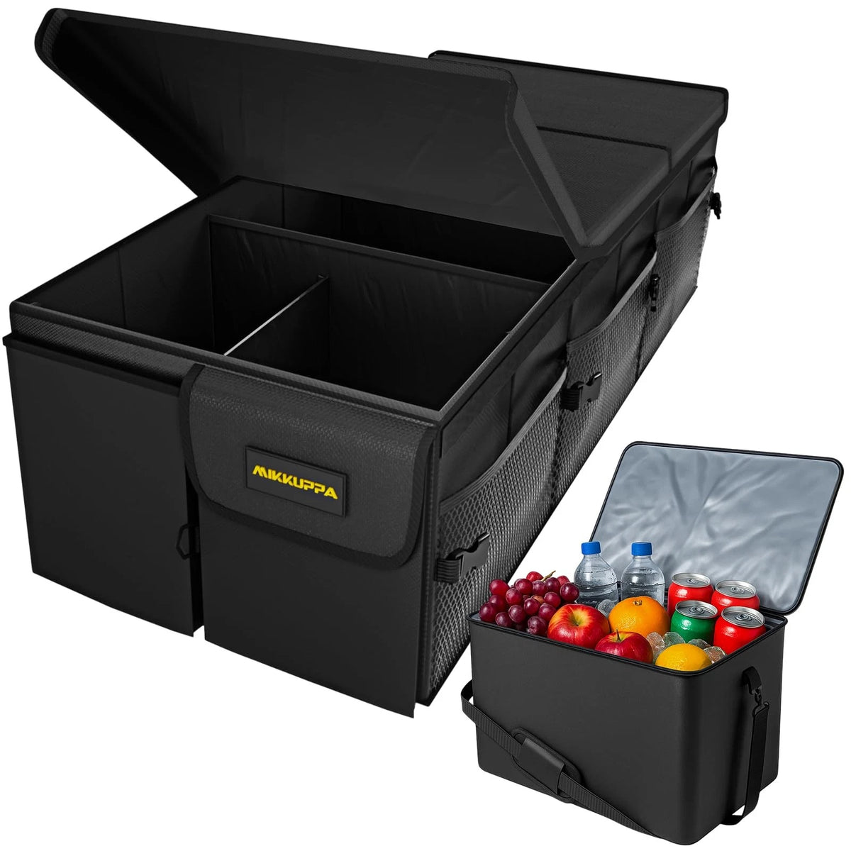 Collapsible 95L Car Trunk Organizer with Cooler and Adjustable Straps