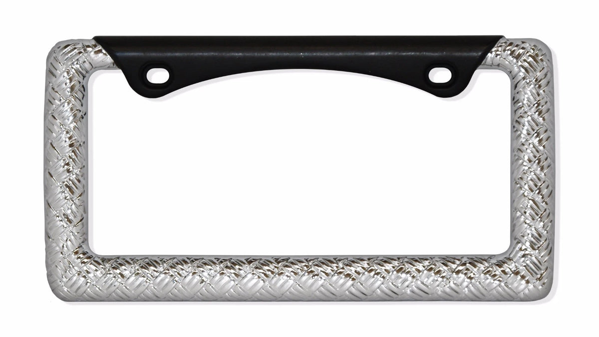 3D Chrome Black Thick Wicker Style Metal License Plate Frame for LF651