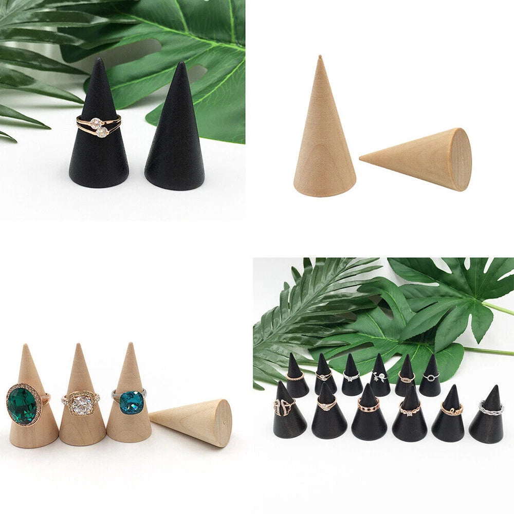 20/40 PCS Wood Cone Ring Holder for Jewelry Display Stand
