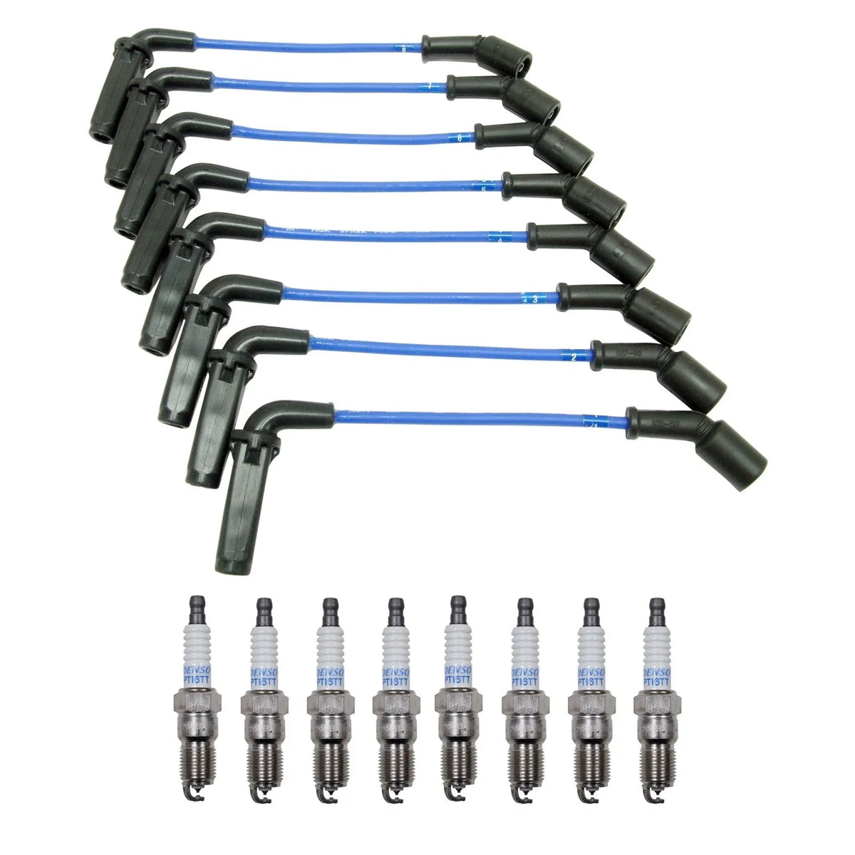 NGK 7mm Wire Set & Denso Platinum Spark Plug Kit for Sierra 3500 (2001–2007)