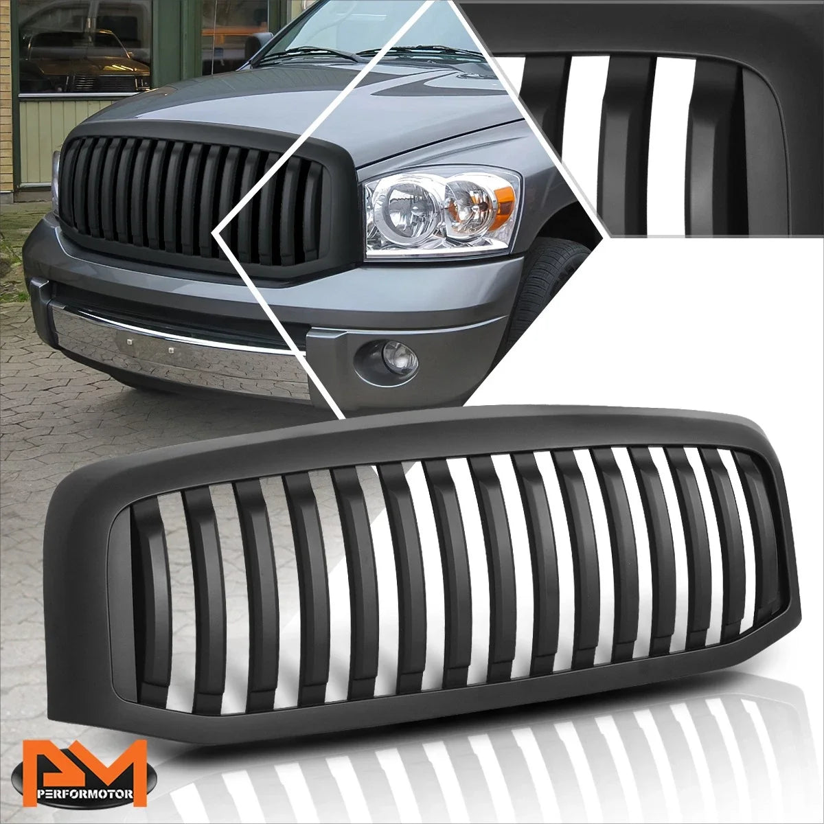 Front Bumper Grille Frame for Dodge Ram (2006–2009) - ABS Plastic, Matte Black