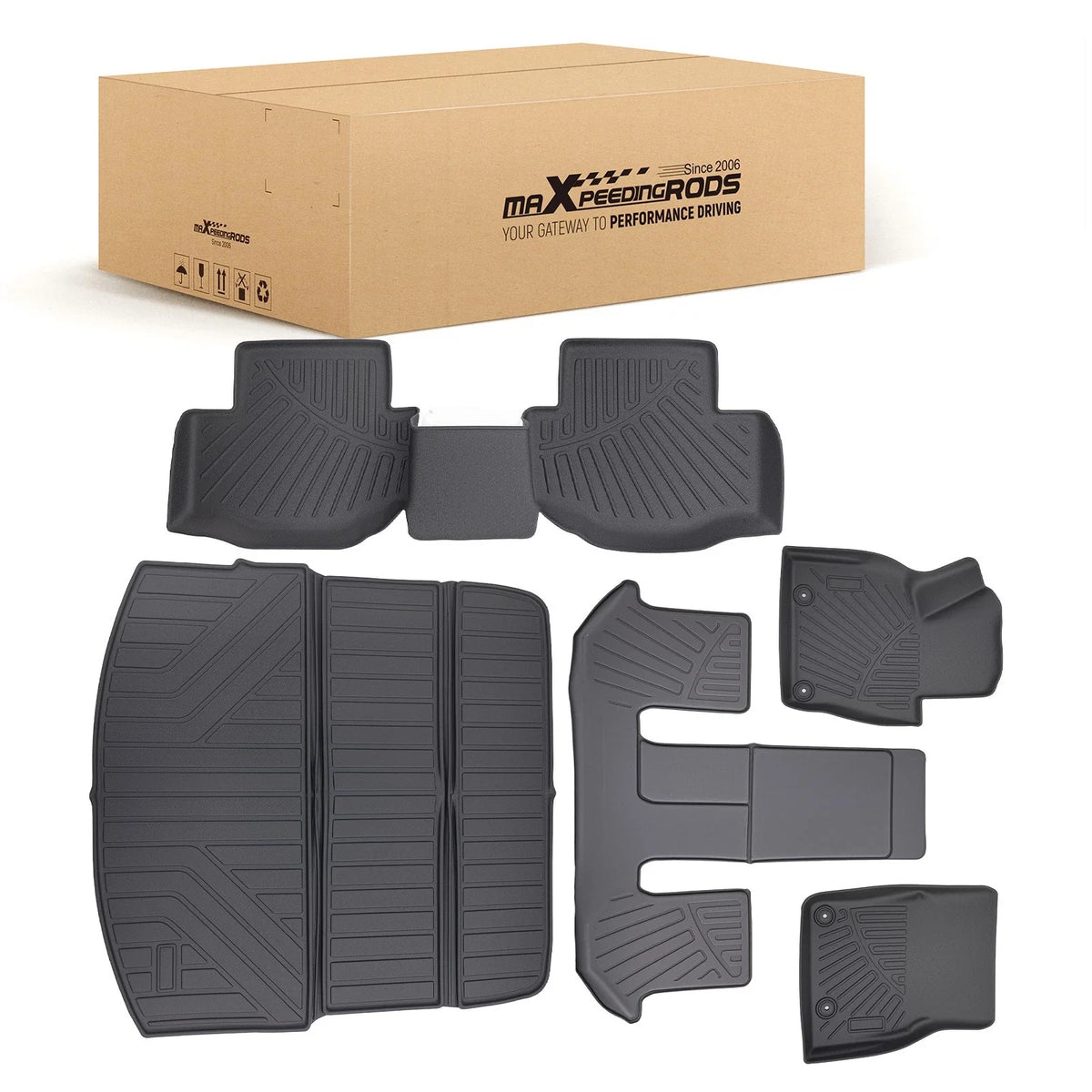 Set of 3 Black TPE Floor Mats & Cargo Mat for Mazda CX-90 (2024)
