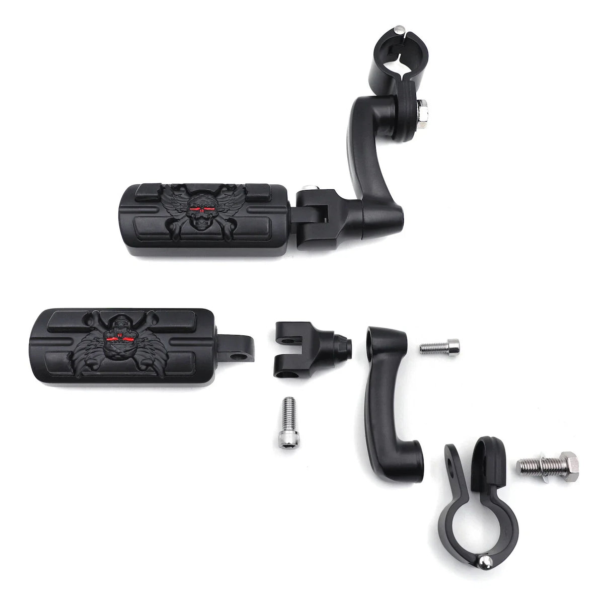 Foot Peg Kit for Harley Fat Boy (2000–2023) - Pirate Skull, 1.25" Engine Guard