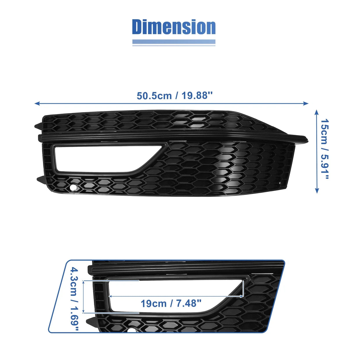 Front Left Fog Light Grille Cover for Audi A4 S4 S-line (2013–2015) 8K0807681L Black