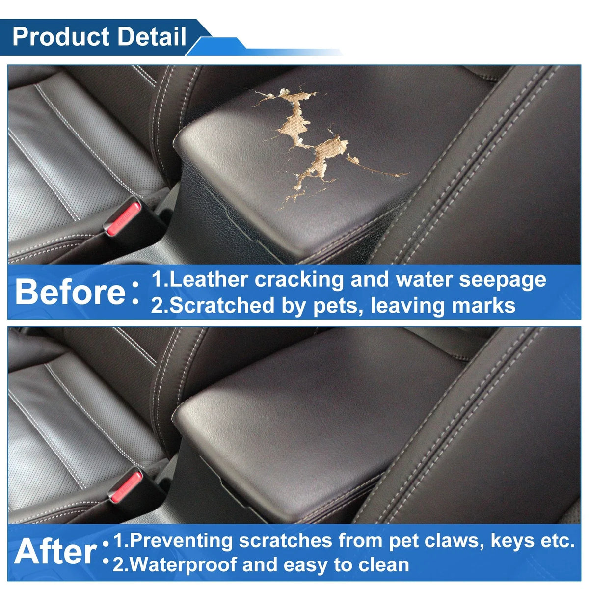 Armrest Cover for Audi Q3 F3 (2019–2024) Anti-Scratch Black Red