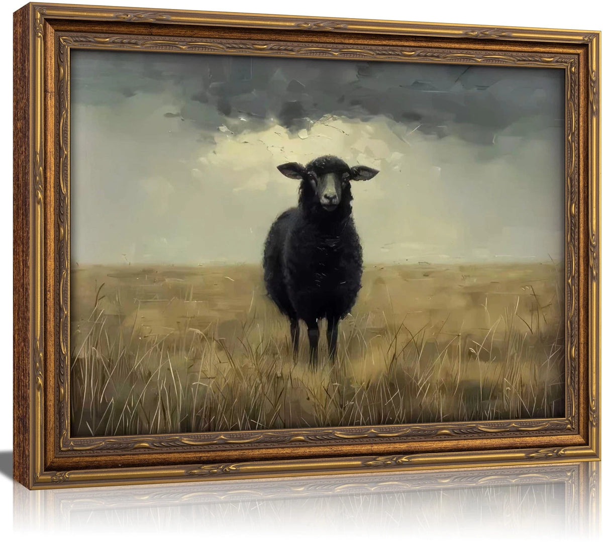 Vintage Gold Framed Black Sheep Wall Art 11"L x 9"W