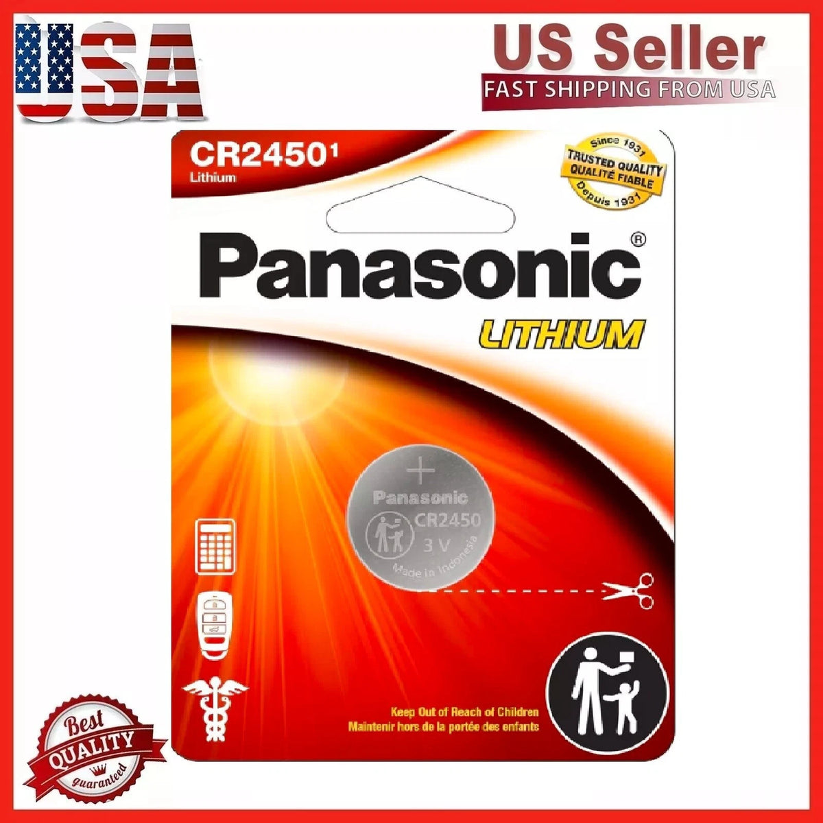 Panasonic CR2450 3V Lithium Coin Cell Battery (Exp. 2030)